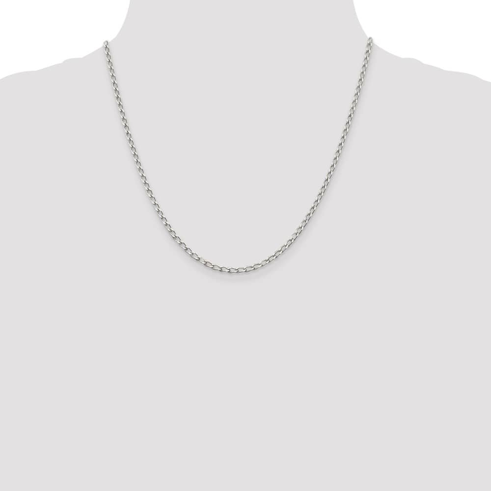 Sterling Silver 2.8mm Open Elongated Link Chain Size 20