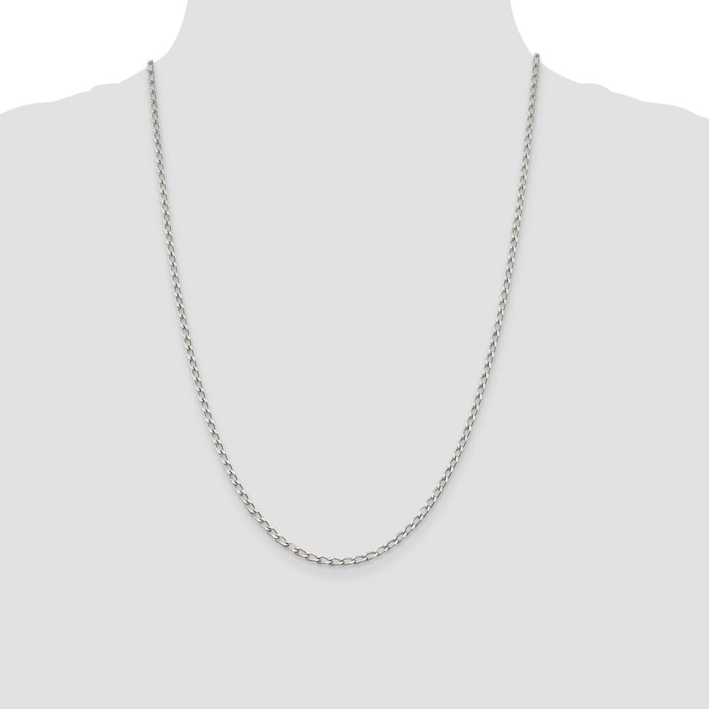 Sterling Silver 2.8mm Open Elongated Link Chain Size 24