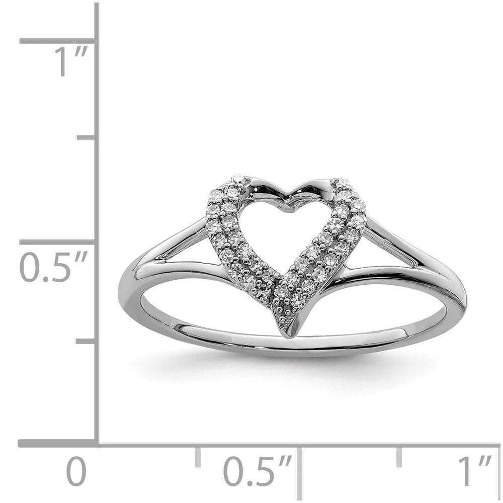 Sterling Silver 2 mm 1.50 g Diamond Heart Ring Ladies Stock Size 6 Ring Are Refundable