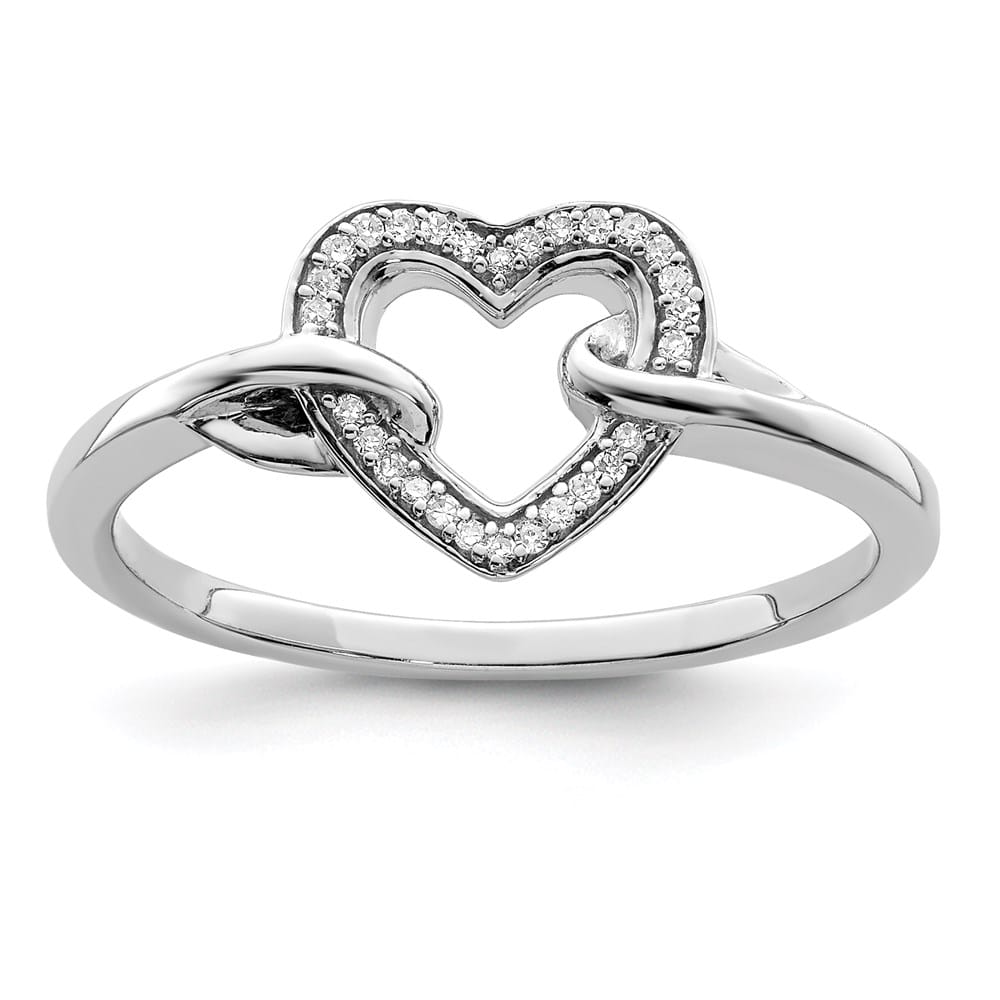Sterling Silver 2 mm 10 mm Top 1.84 g Diamond Heart Ring