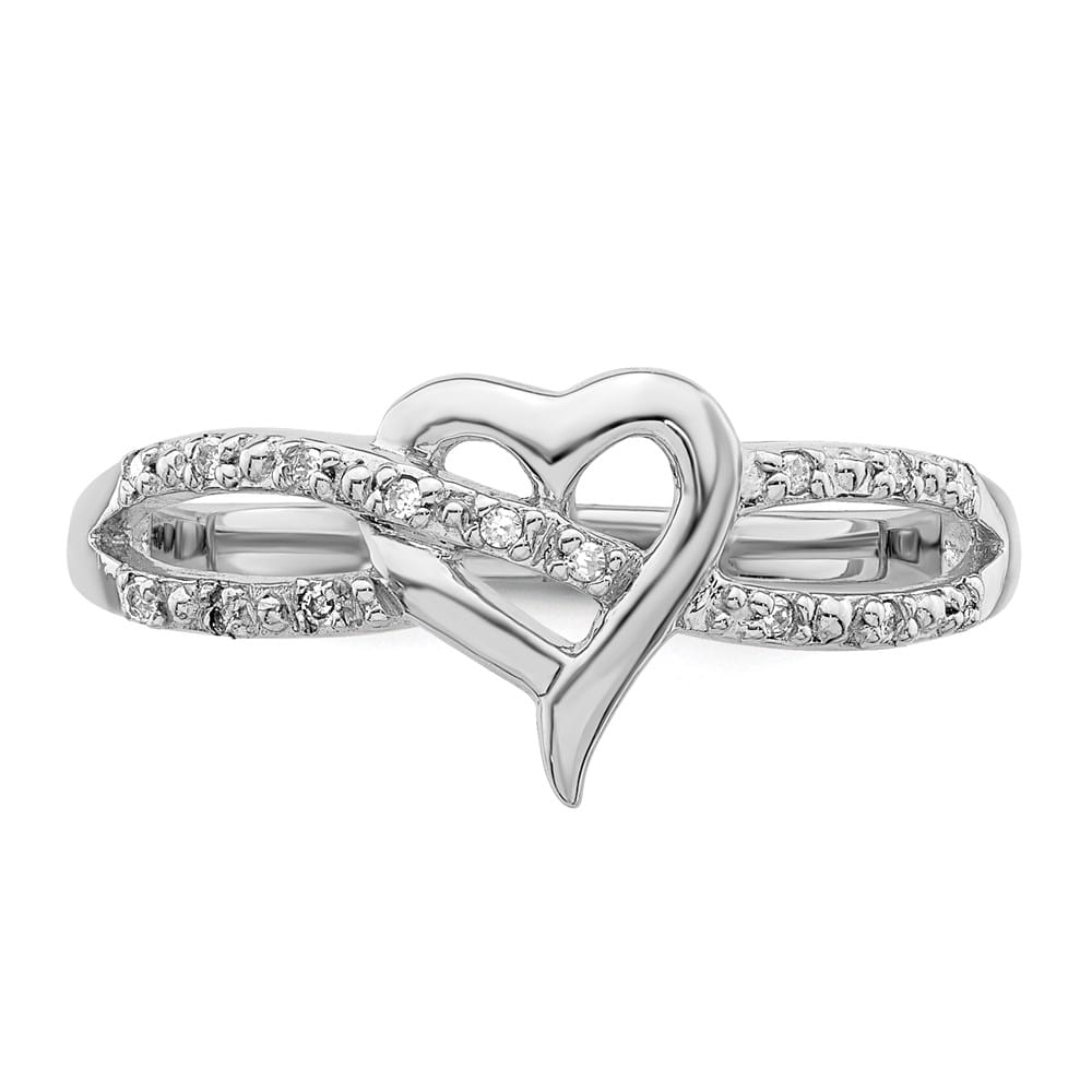 Sterling Silver 2 mm 10 mm Top 1.91 g Diamond Heart Ring