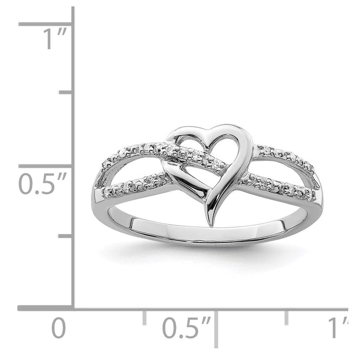 Sterling Silver 2 mm 10 mm Top 1.91 g Diamond Heart Ring