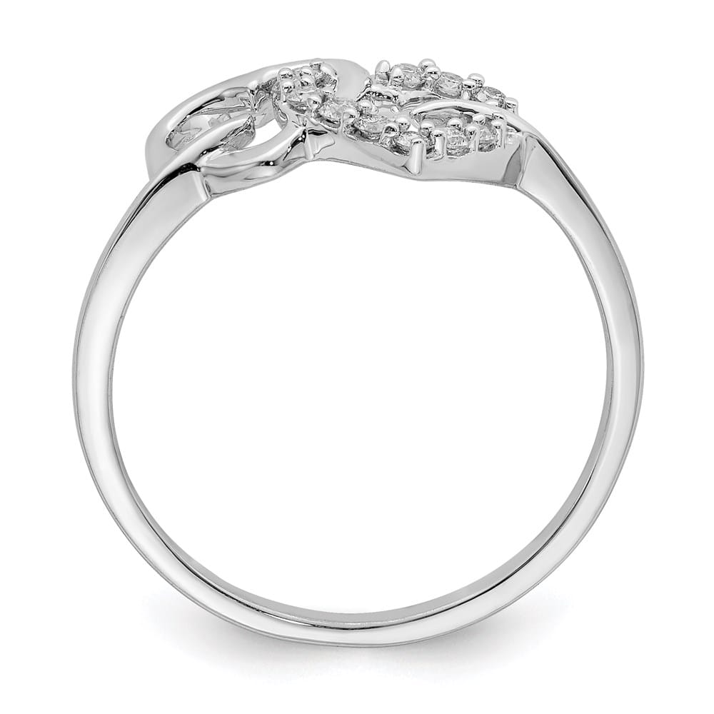 Sterling Silver 2 mm 10 mm Top Diamond Double Heart Ring