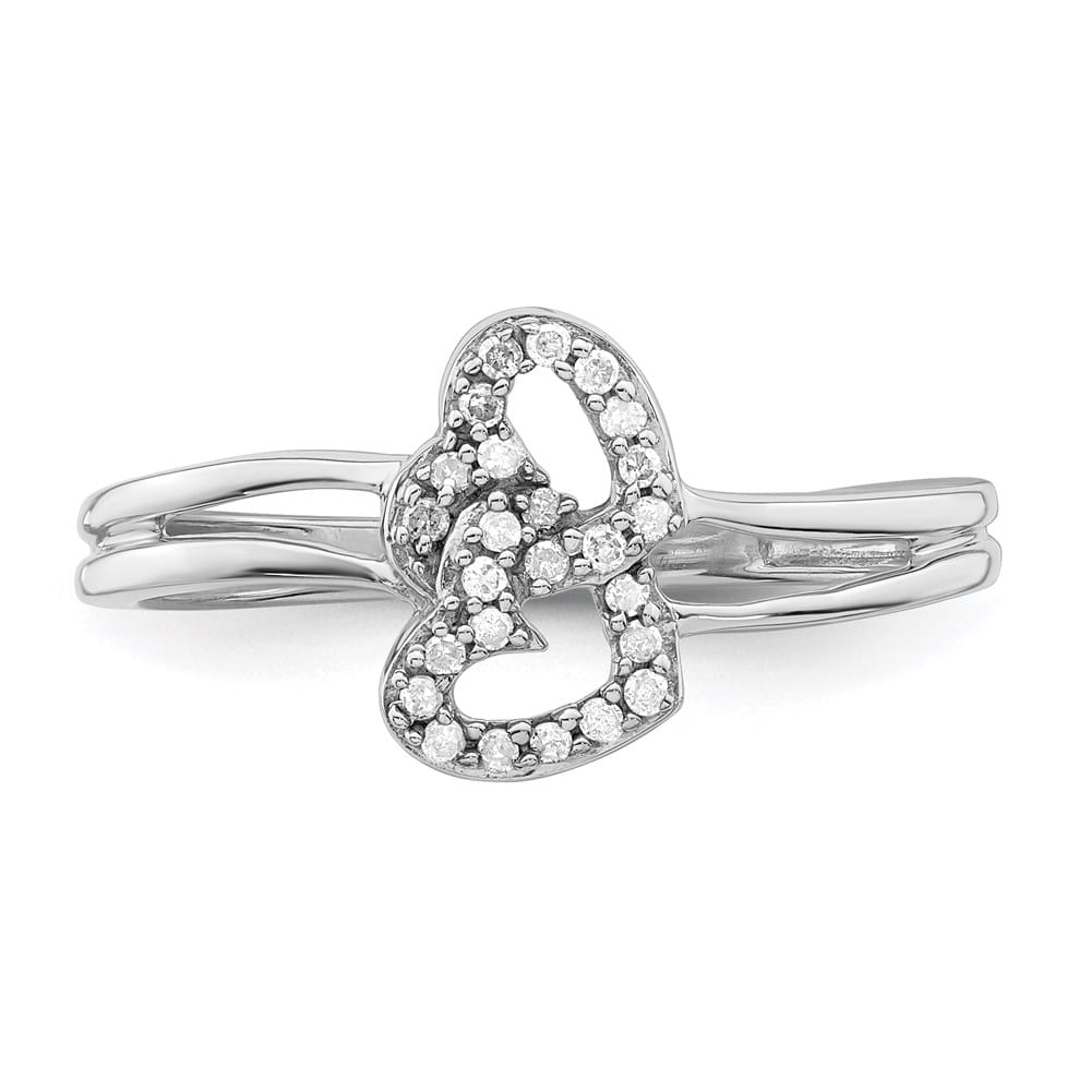 Sterling Silver 2 mm 11 mm Top 1.69 g Diamond Heart Ring
