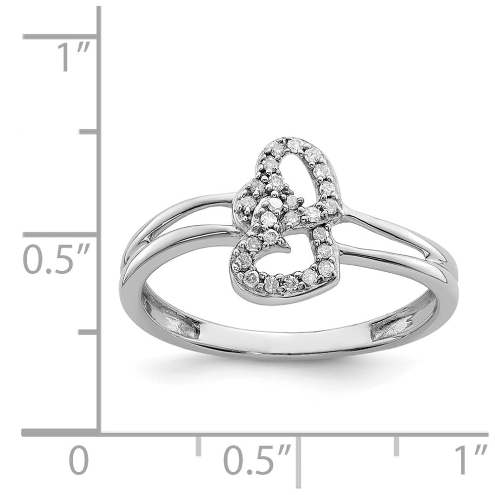 Sterling Silver 2 mm 11 mm Top 1.69 g Diamond Heart Ring