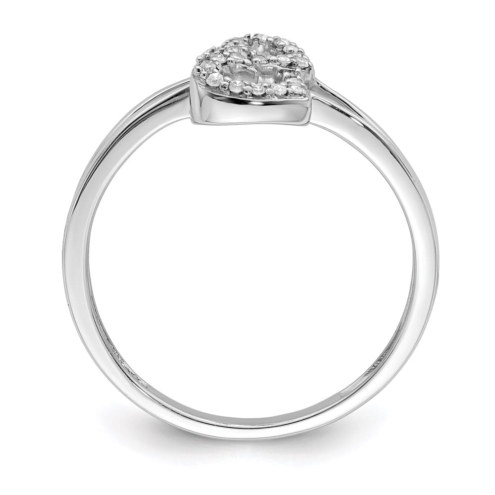 Sterling Silver 2 mm 11 mm Top 1.69 g Diamond Heart Ring