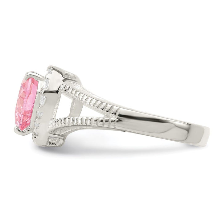 Sterling Silver 2 mm 12.25 mm Top Pink CZ Heart Ring
