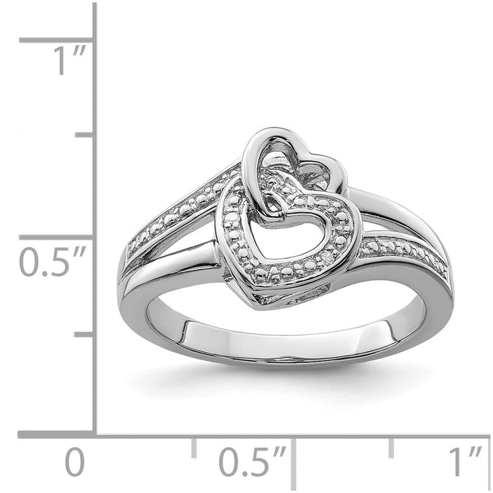 Sterling Silver 2 mm 12 mm Top Diamond Double Heart Ring