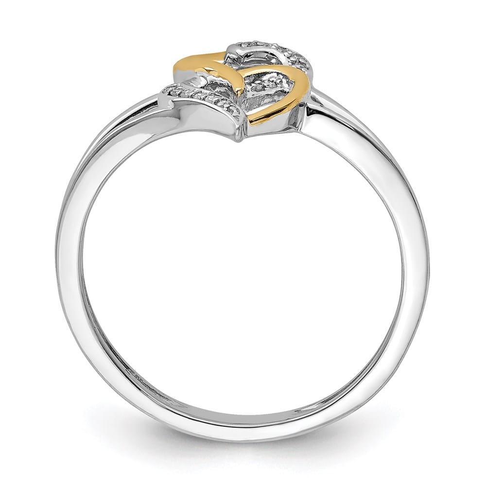 Sterling Silver 2 mm 13 mm Top Diamond Heart Ring