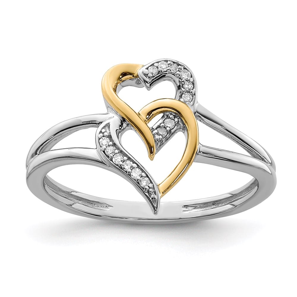 Sterling Silver 2 mm 13 mm Top Diamond Heart Ring