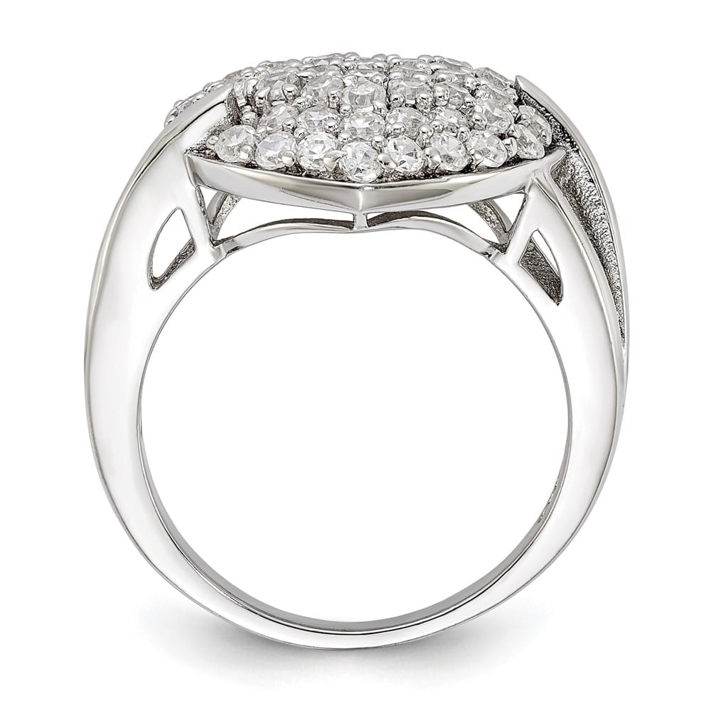 Sterling Silver 2 mm 14.25 mm Top CZ Heart Ring