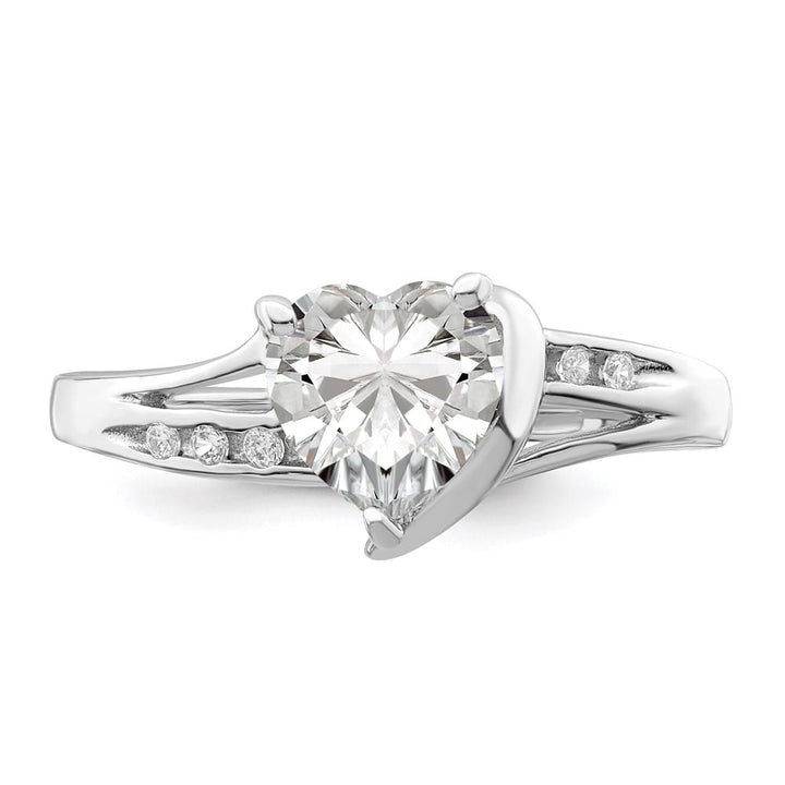 Sterling Silver 2 mm 2.16 g CZ Heart Ring