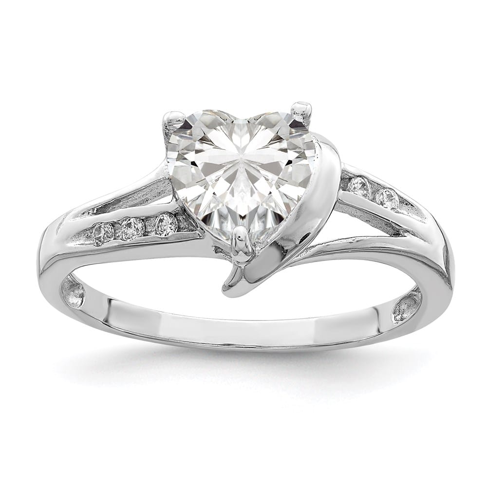 Sterling Silver 2 mm 2.16 g CZ Heart Ring