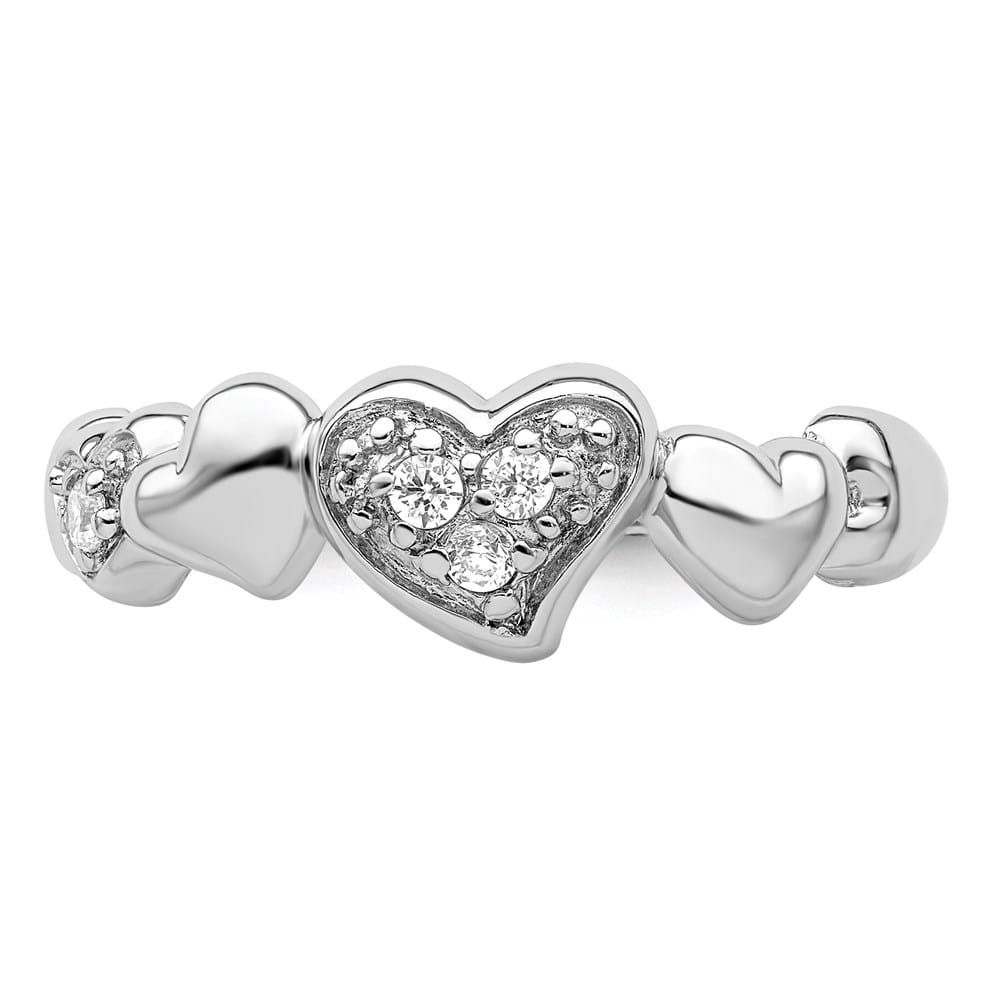 Sterling Silver 2 mm 2.50 g CZ Heart Ring Ladies Stock Size 8 Ring Are Refundable