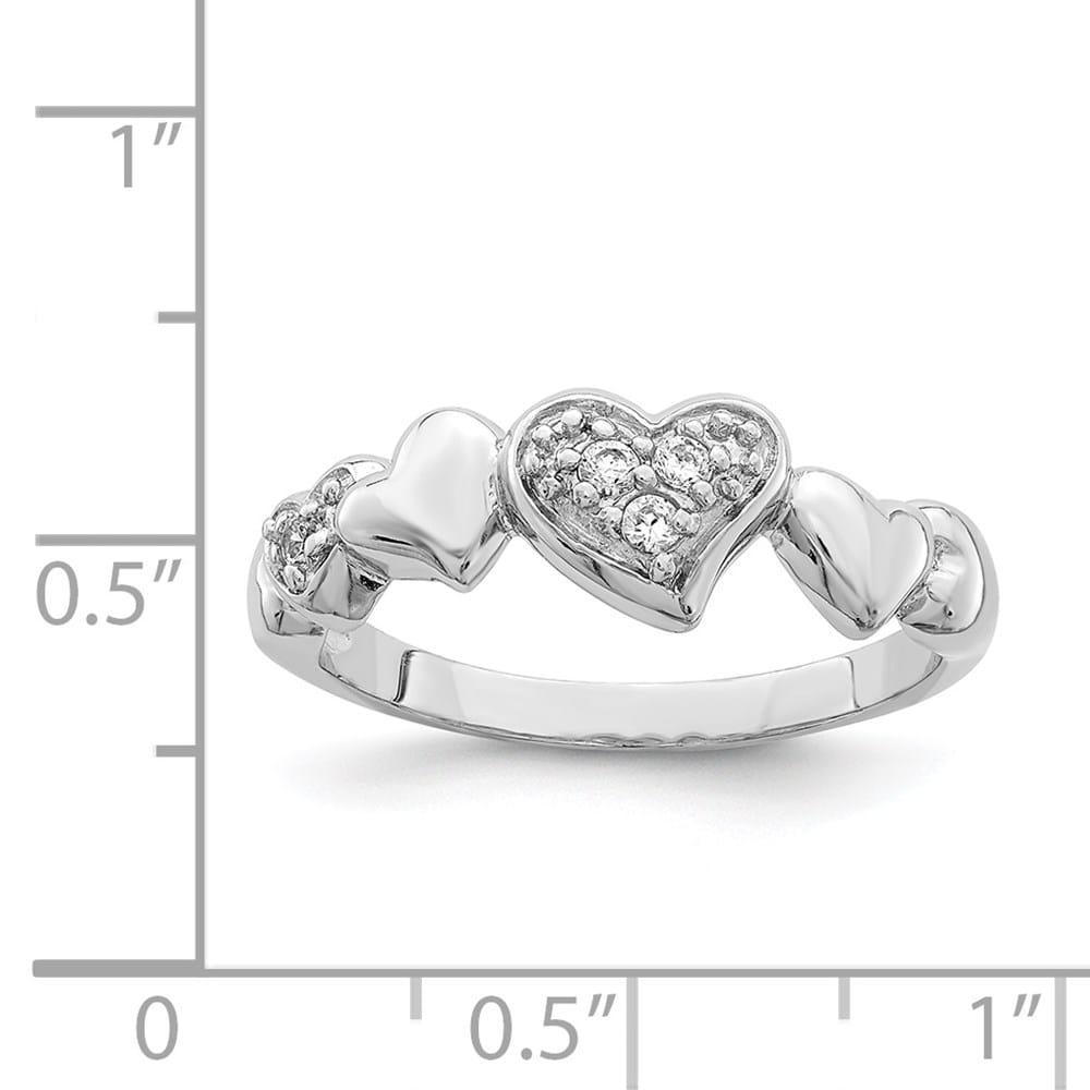 Sterling Silver 2 mm 2.50 g CZ Heart Ring Ladies Stock Size 8 Ring Are Refundable