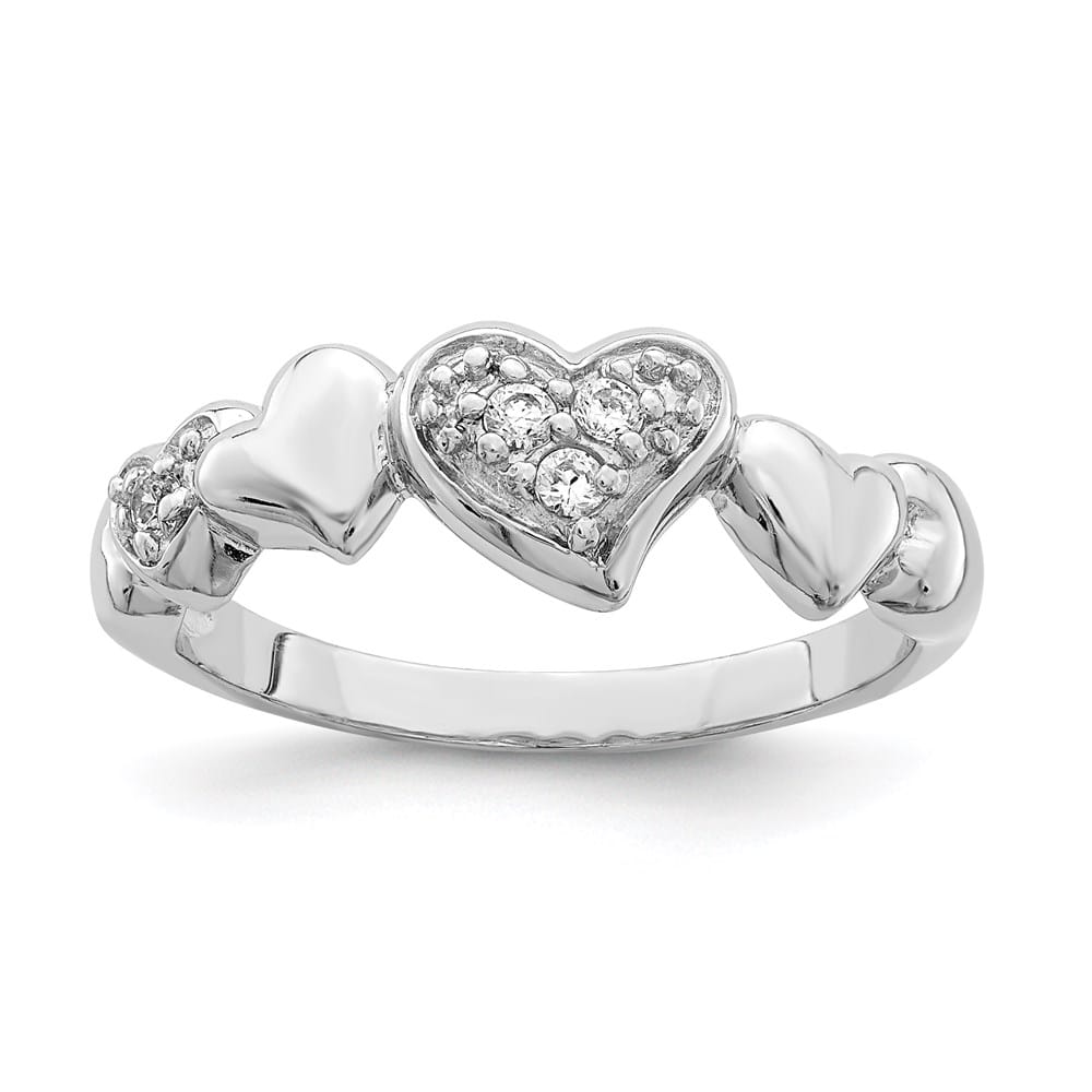 Sterling Silver 2 mm 2.50 g CZ Heart Ring Ladies Stock Size 8 Ring Are Refundable
