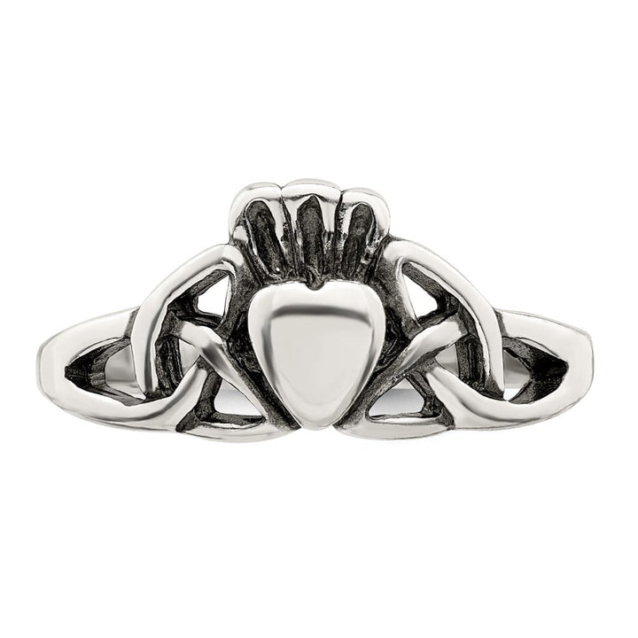 Sterling Silver 2 mm 2.64 g Antiqued Claddagh Ring