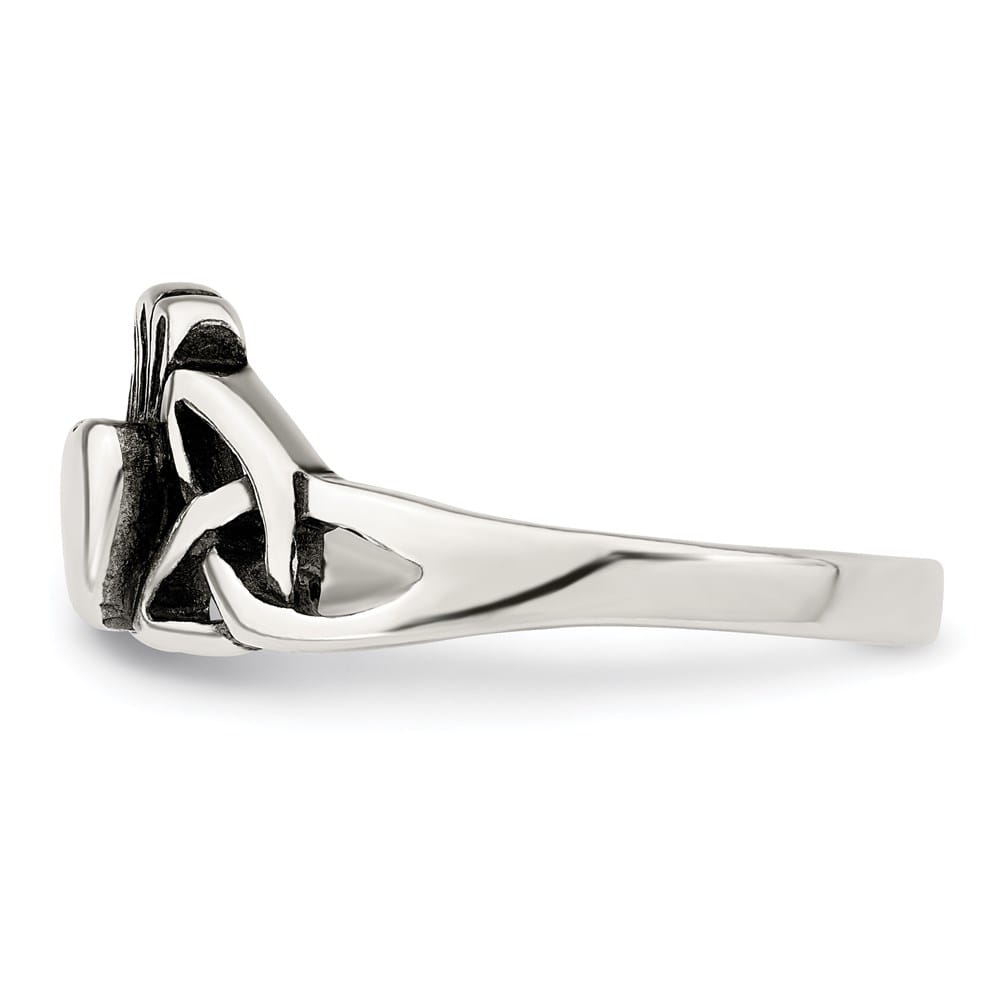Sterling Silver 2 mm 2.64 g Antiqued Claddagh Ring