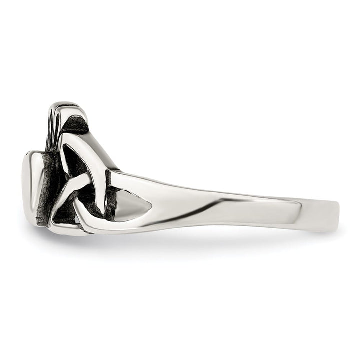 Sterling Silver 2 mm 2.64 g Antiqued Claddagh Ring