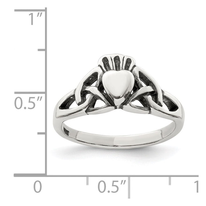 Sterling Silver 2 mm 2.64 g Antiqued Claddagh Ring