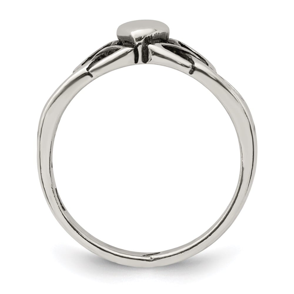 Sterling Silver 2 mm 2.64 g Antiqued Claddagh Ring