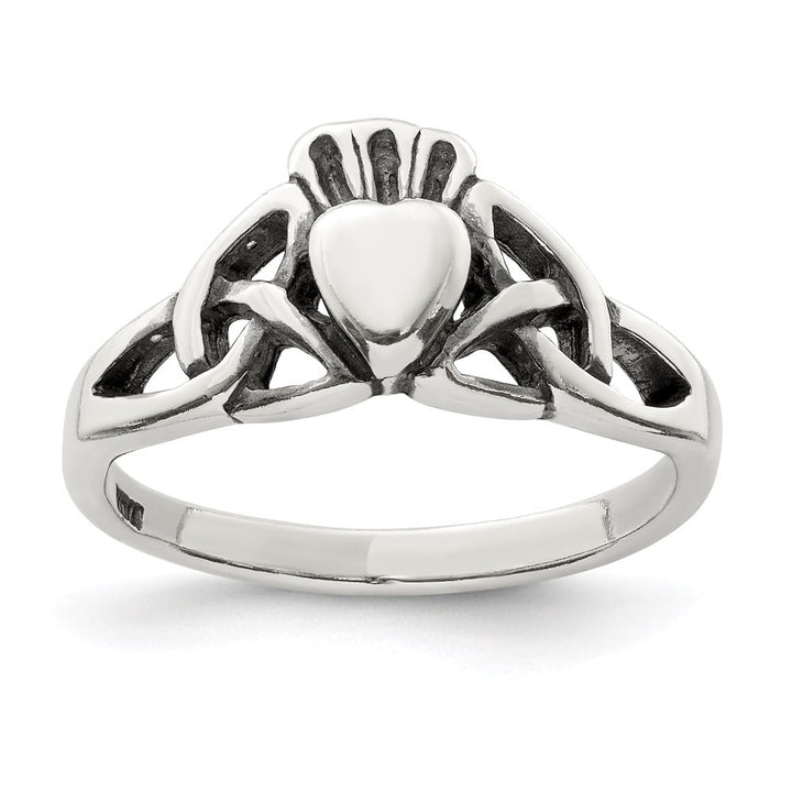 Sterling Silver 2 mm 2.64 g Antiqued Claddagh Ring