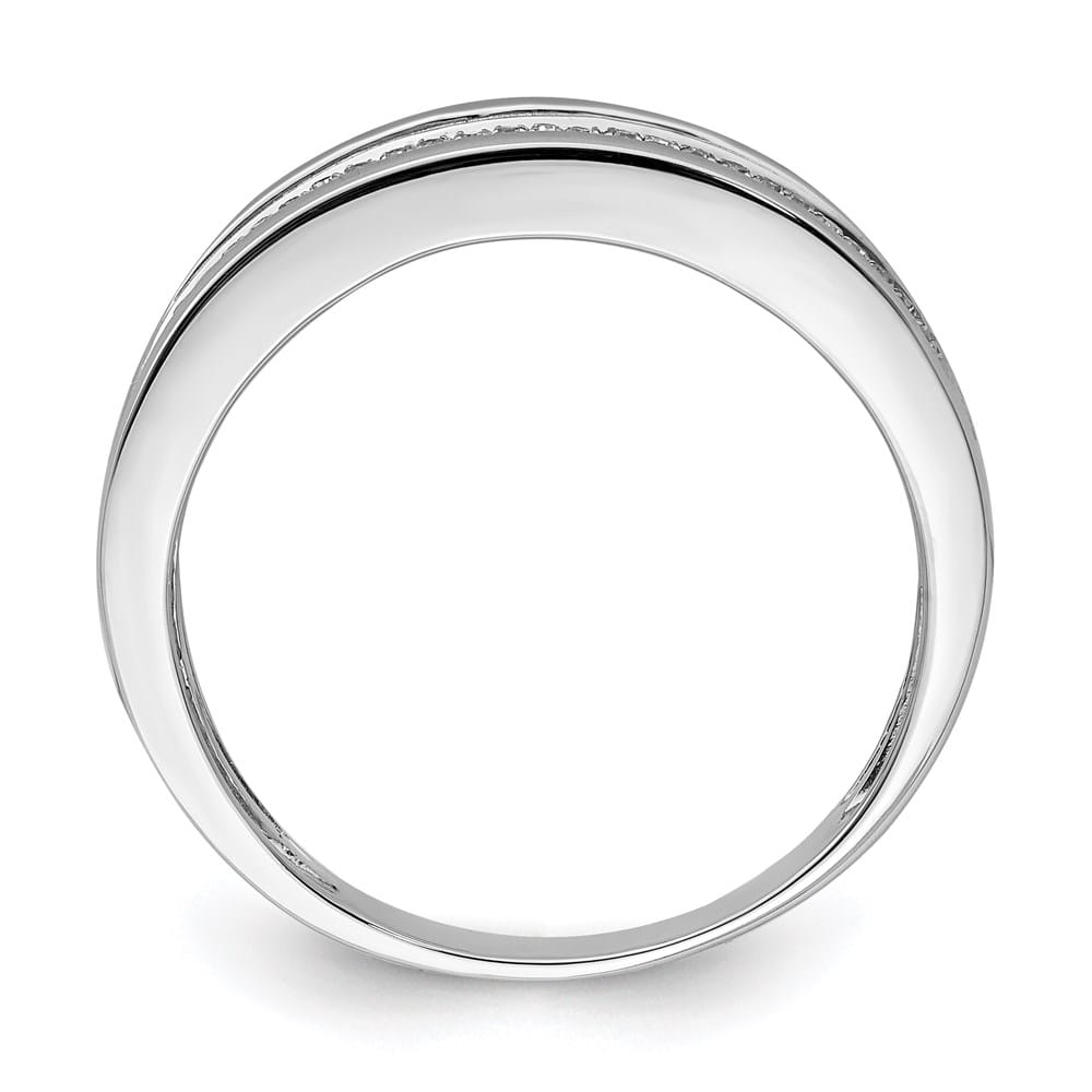 Sterling Silver 2 mm 3.67 g Diamond Men's Band