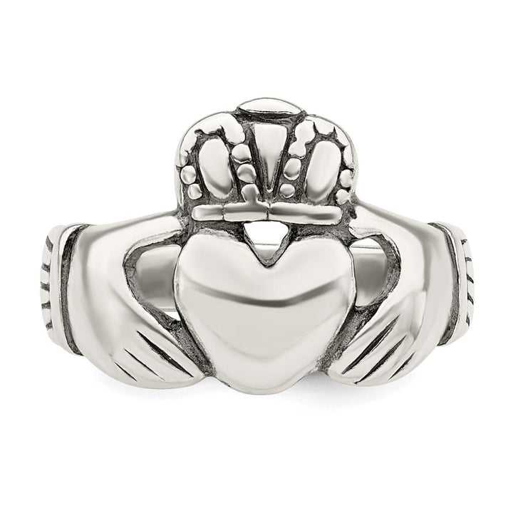 Sterling Silver 2 mm 3.96 g Antiqued Claddagh Ring