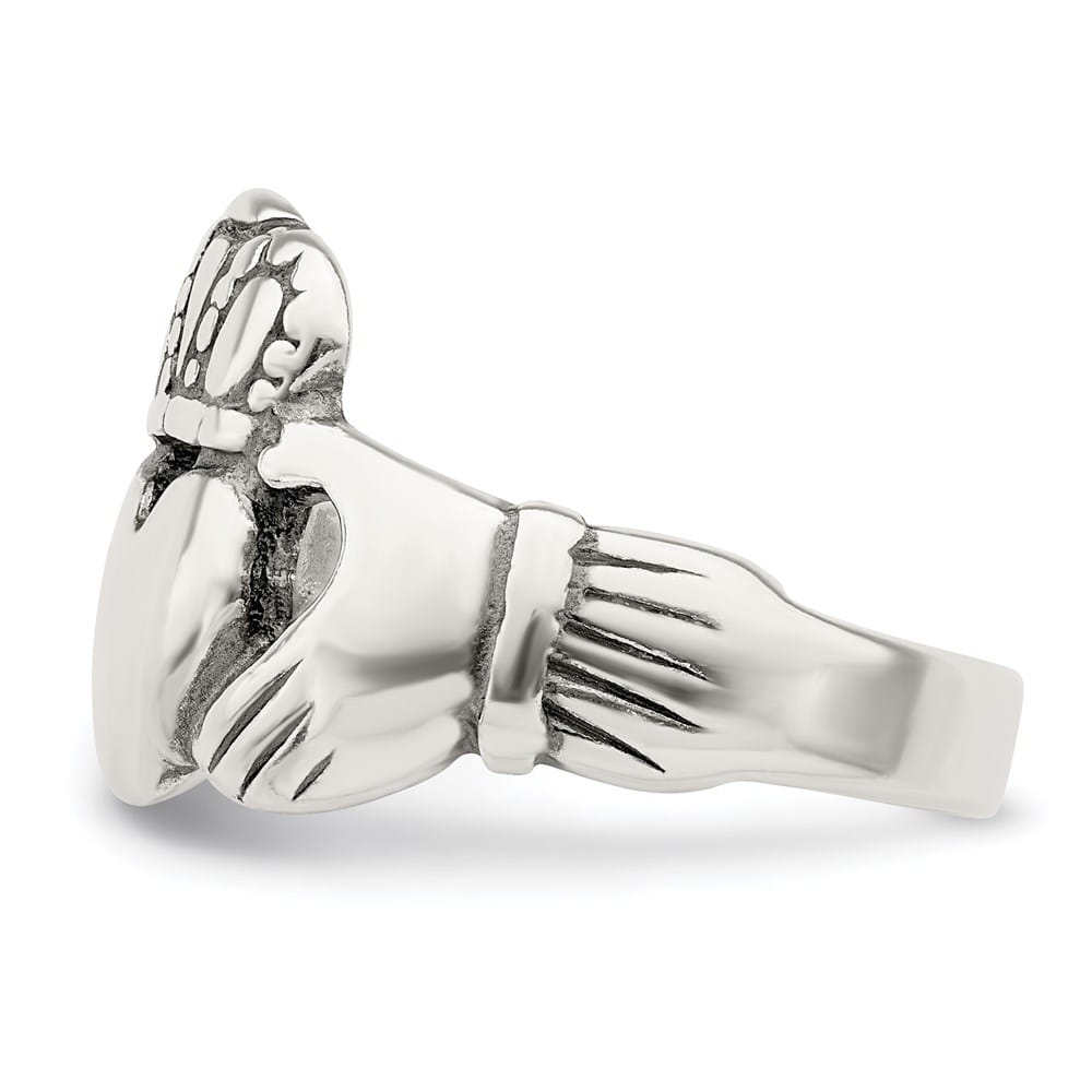 Sterling Silver 2 mm 3.96 g Antiqued Claddagh Ring