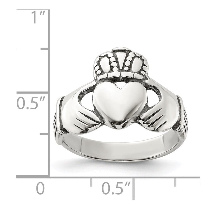Sterling Silver 2 mm 3.96 g Antiqued Claddagh Ring