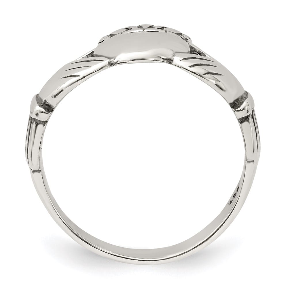 Sterling Silver 2 mm 3.96 g Antiqued Claddagh Ring
