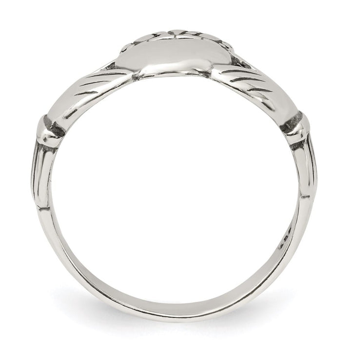 Sterling Silver 2 mm 3.96 g Antiqued Claddagh Ring