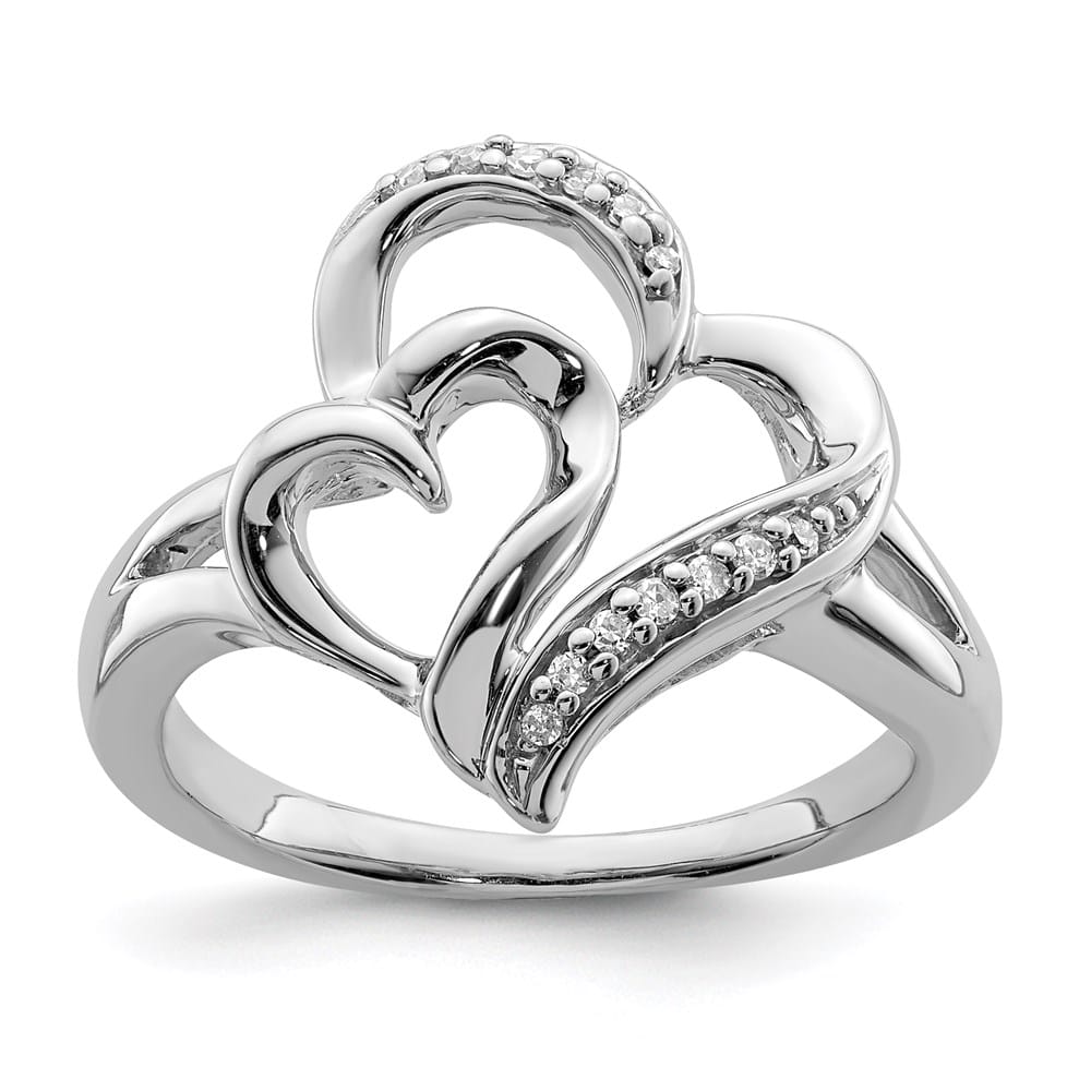 Sterling Silver 2 mm 4.08 g Diamond Heart Ring Ladies Stock Size 8 Ring Are Refundable