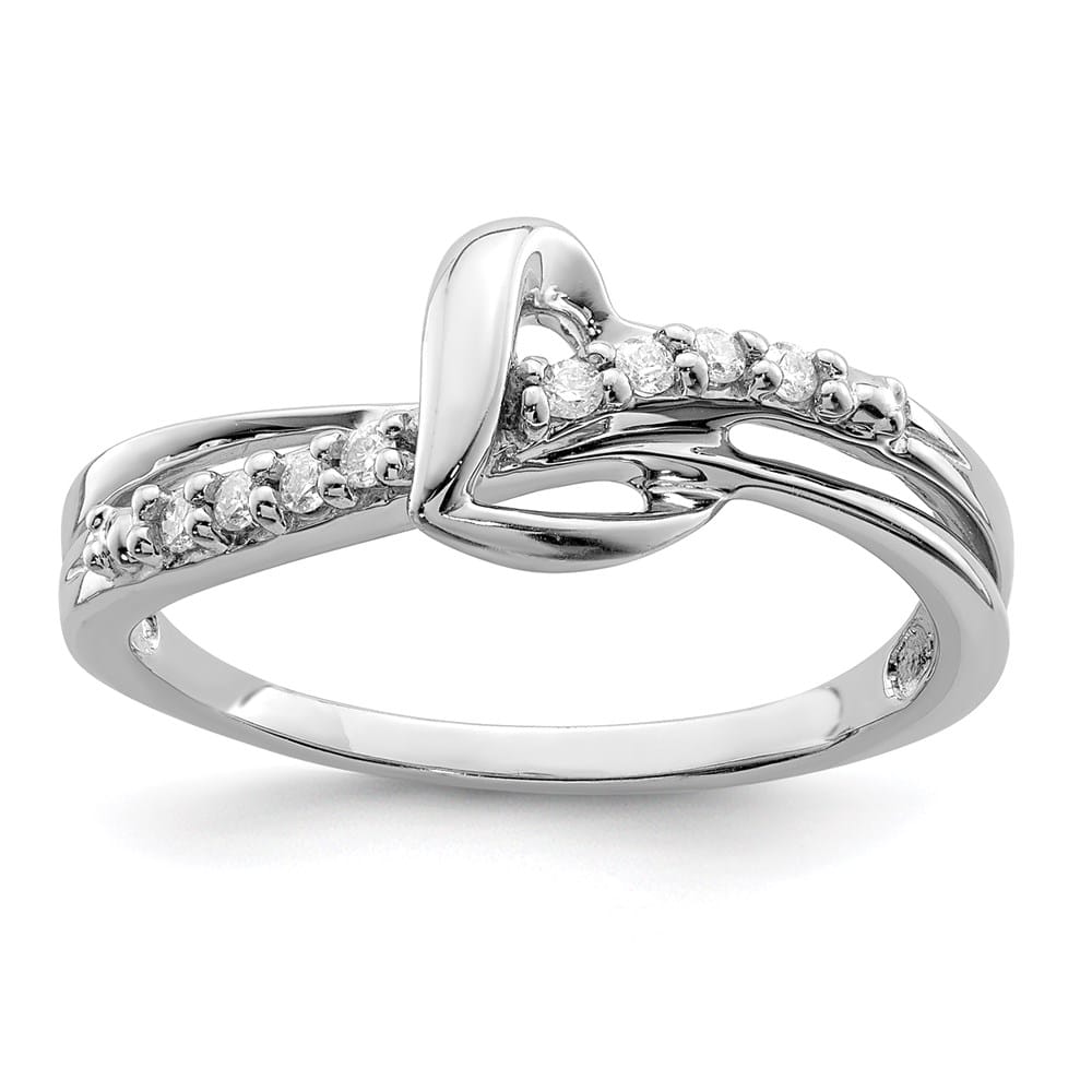 Sterling Silver 2 mm 7 mm Top 1.49 g Diamond Heart Ring