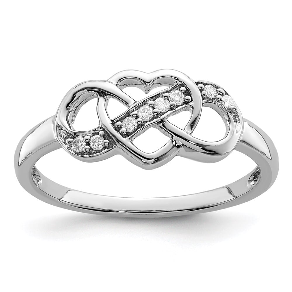 Sterling Silver 2 mm 7 mm Top 1.98 g Diamond Heart Ring