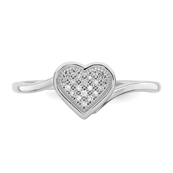 Sterling Silver 2 mm 8 mm Top Diamond Heart Ring
