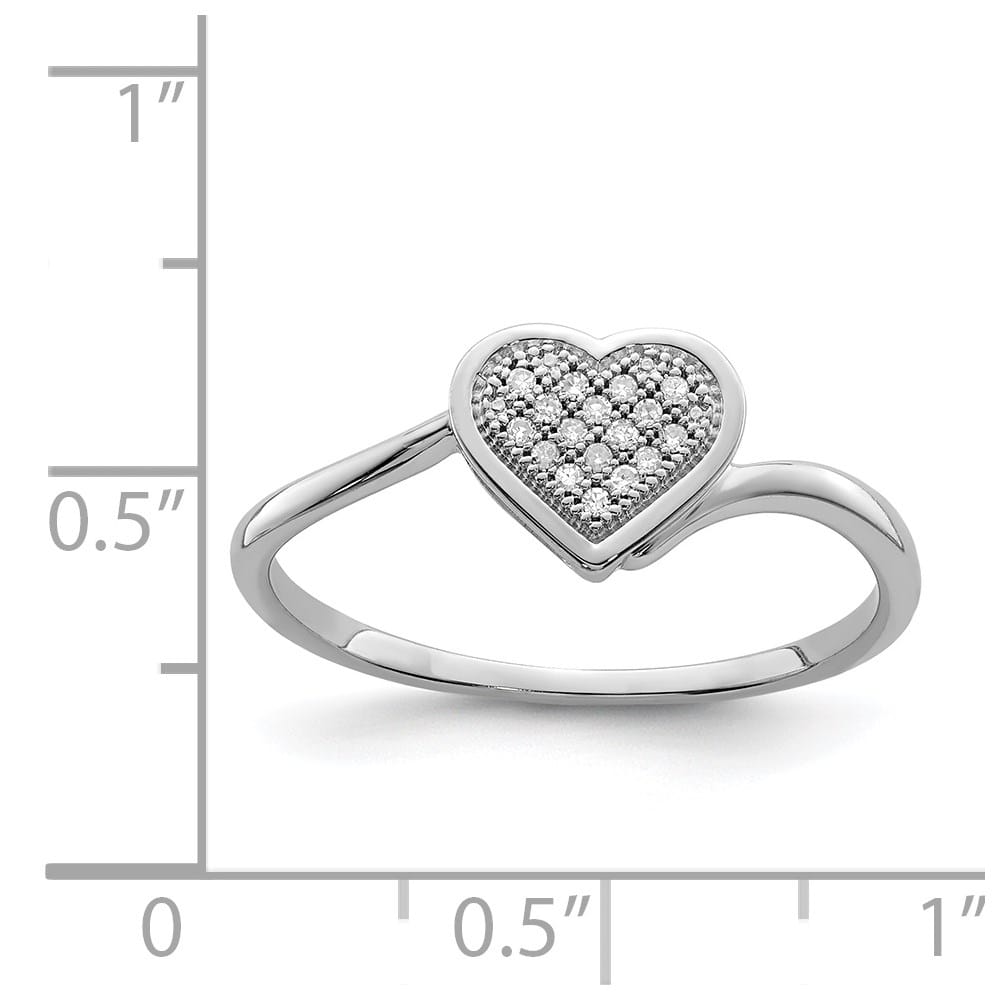 Sterling Silver 2 mm 8 mm Top Diamond Heart Ring