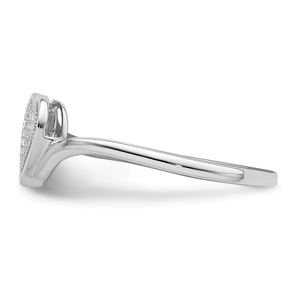 Sterling Silver 2 mm 8 mm Top Diamond Heart Ring