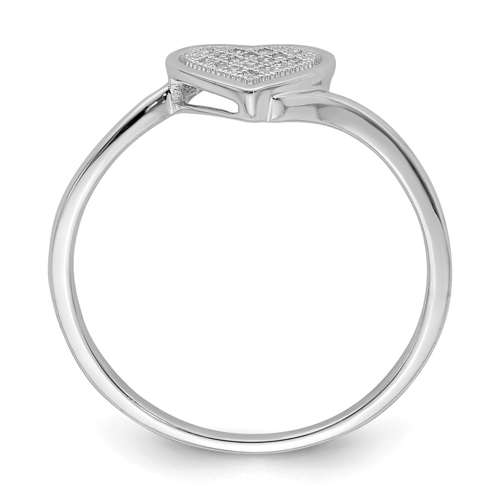 Sterling Silver 2 mm 8 mm Top Diamond Heart Ring
