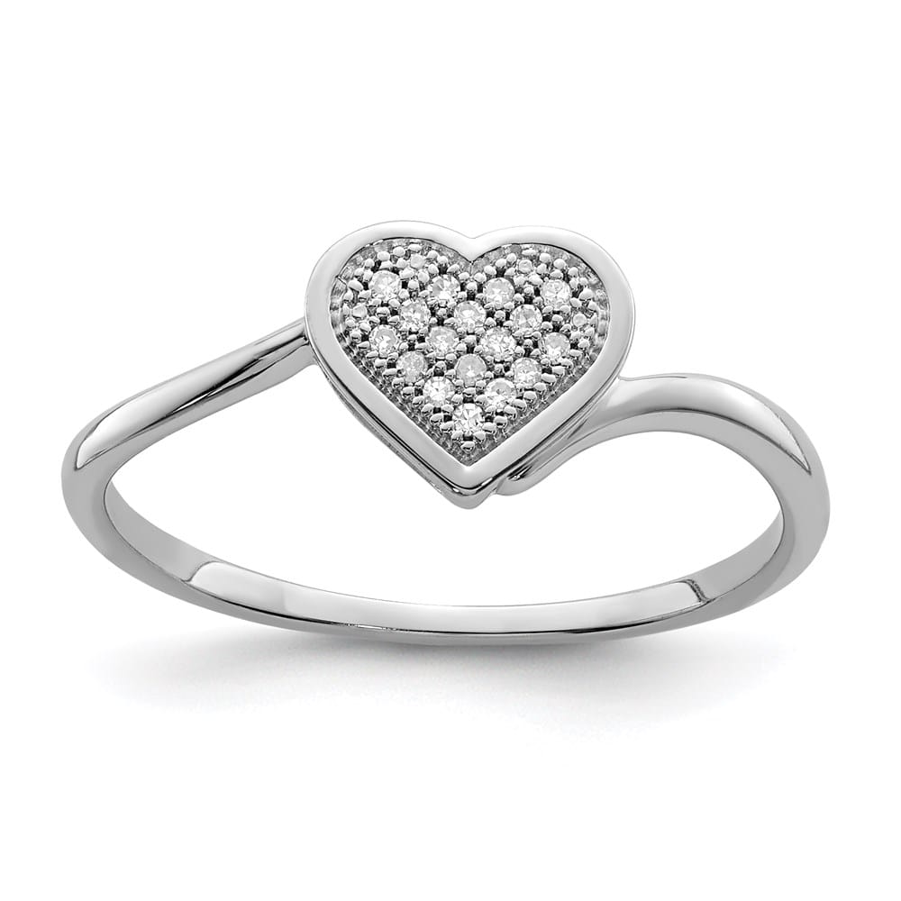 Sterling Silver 2 mm 8 mm Top Diamond Heart Ring