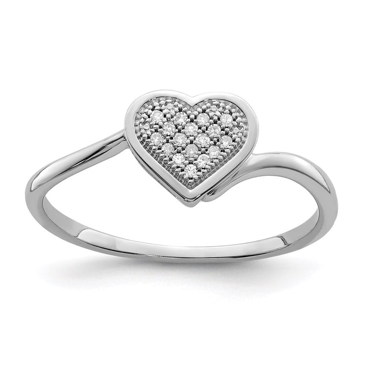 Sterling Silver 2 mm 8 mm Top Diamond Heart Ring