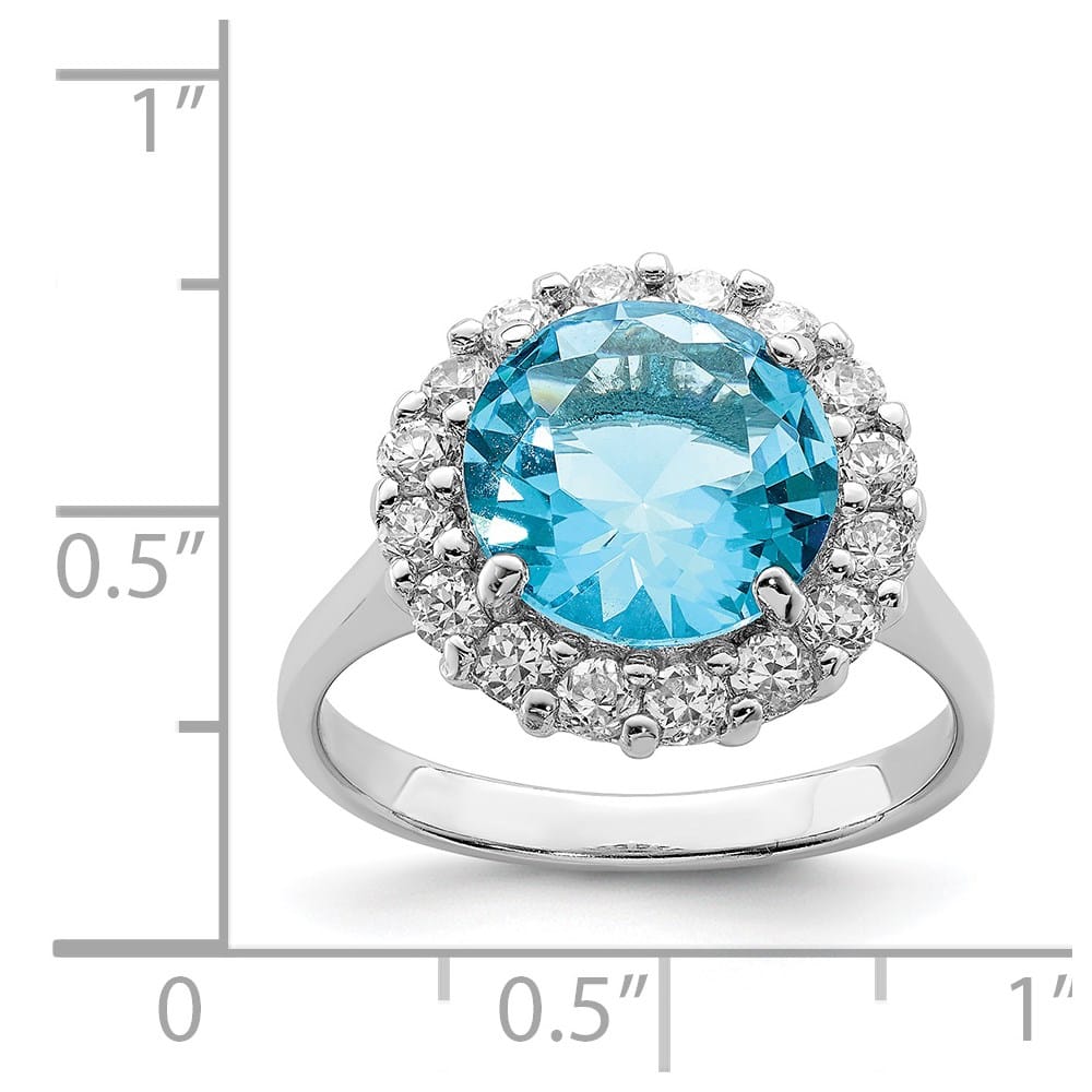 Sterling Silver 2 mm Blue & Clear CZ Ring