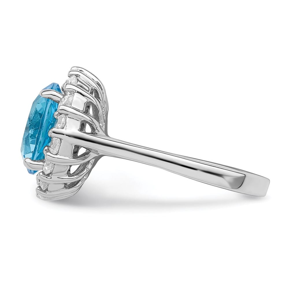 Sterling Silver 2 mm Blue & Clear CZ Ring