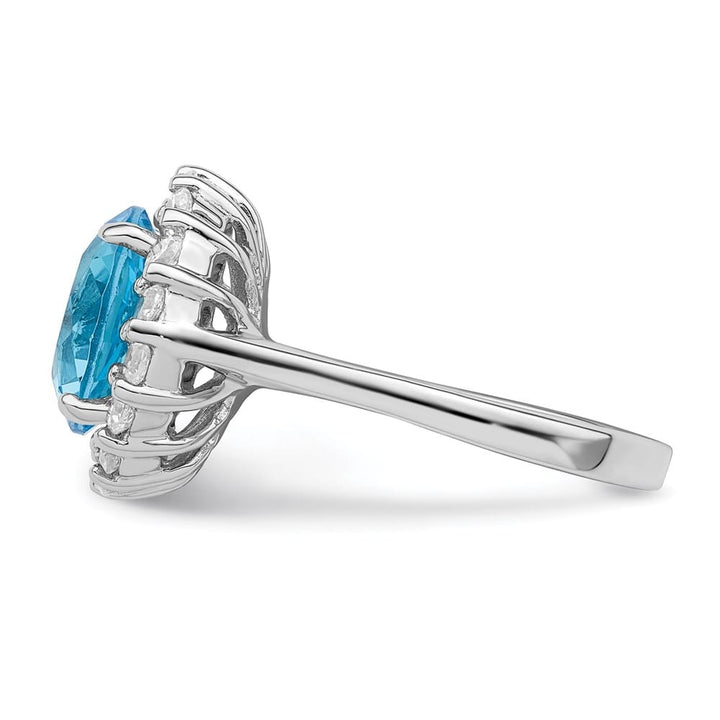 Sterling Silver 2 mm Blue & Clear CZ Ring