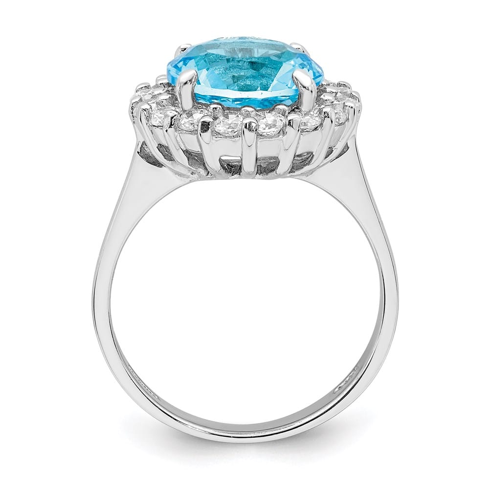 Sterling Silver 2 mm Blue & Clear CZ Ring
