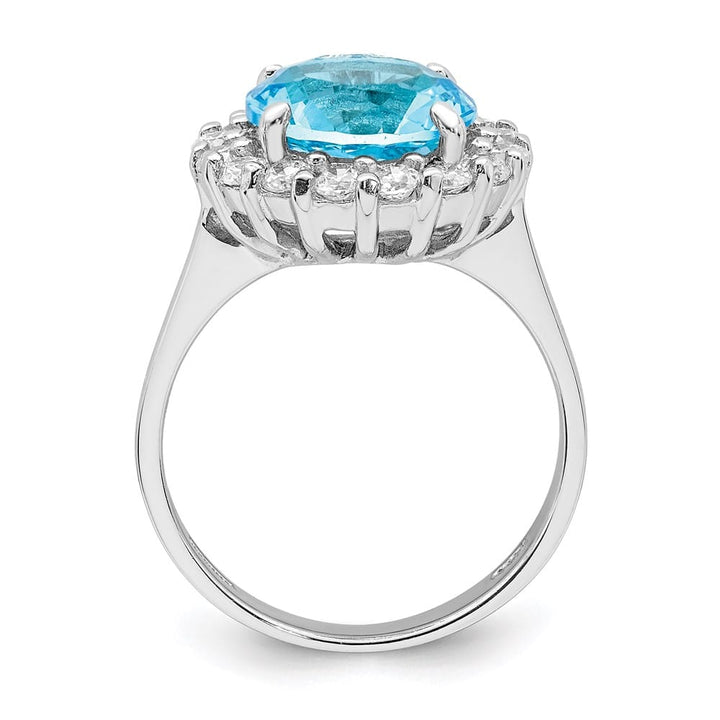 Sterling Silver 2 mm Blue & Clear CZ Ring