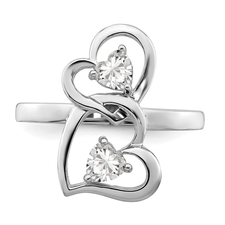 Sterling Silver 2 mm CZ Double Heart Ring