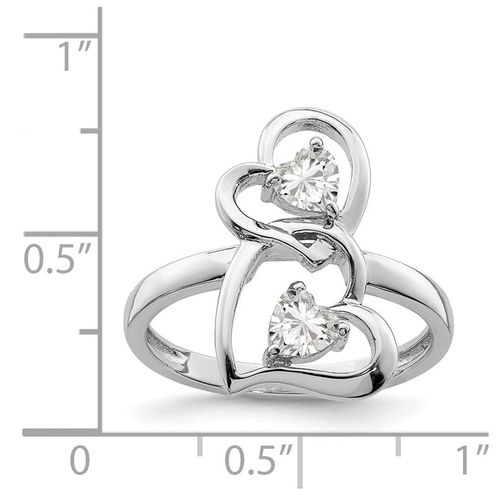Sterling Silver 2 mm CZ Double Heart Ring