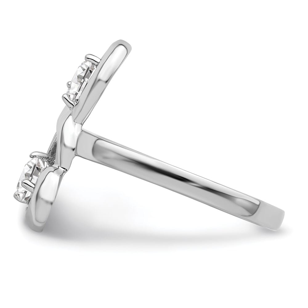 Sterling Silver 2 mm CZ Double Heart Ring