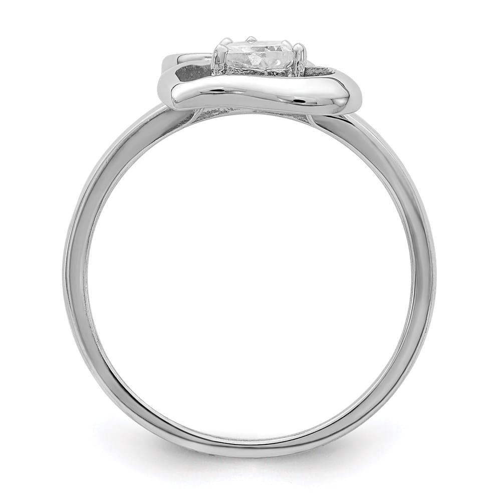 Sterling Silver 2 mm CZ Double Heart Ring